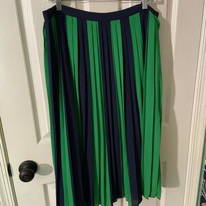 J. Crew Green and Navy Midi Skirt